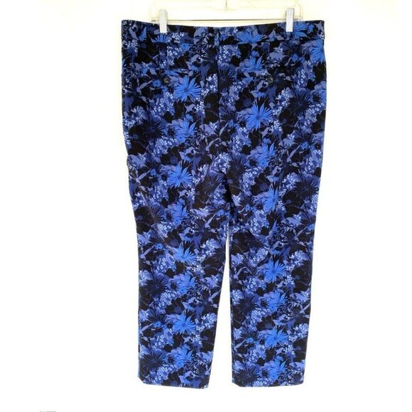 Banana Republic Avery Navy Blue Floral Print Pocket Ankle Pants 14 - Picture 5 of 8